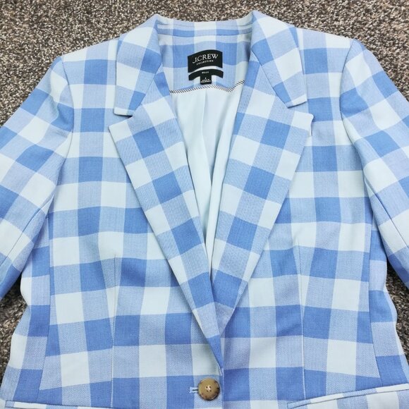 2023 J Crew Willa Blazer Jacket Italian Wool Gingham Checked Herringbone Sz 4 - Picture 2 of 15